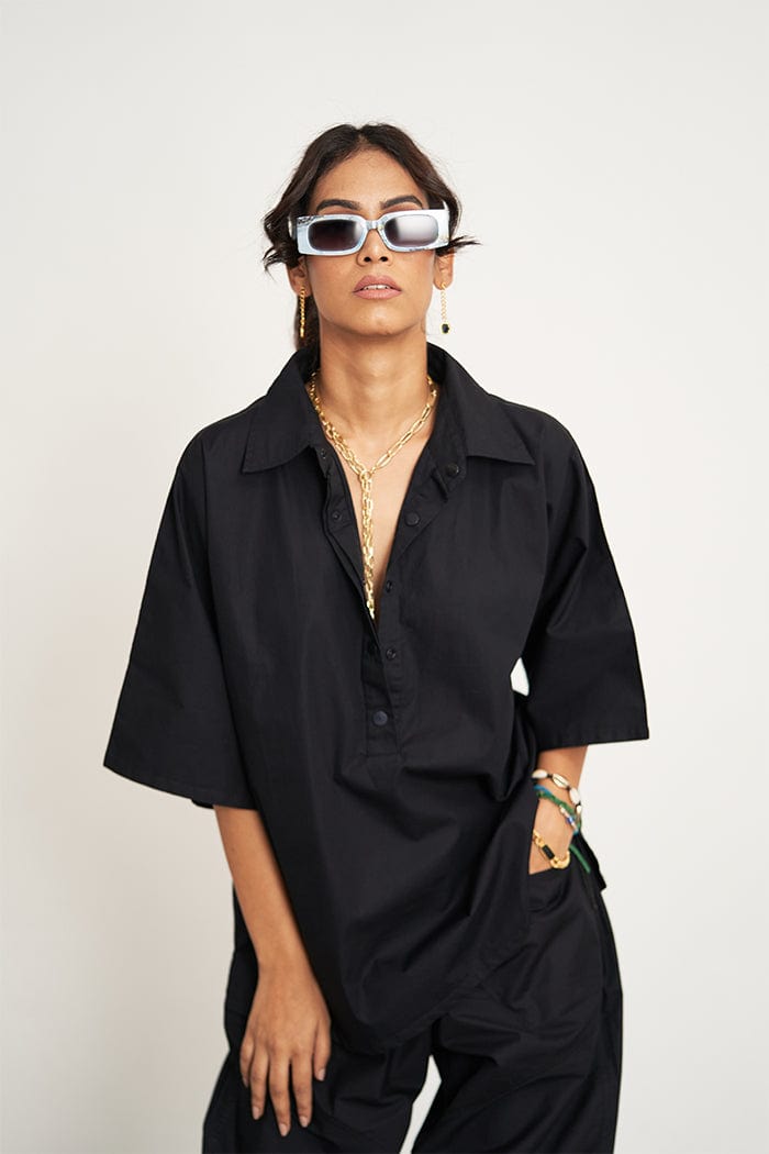 IKIGAI BLACK CO-ORD SET SPACELINES