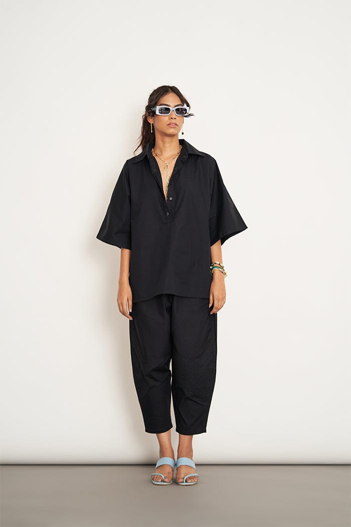 IKIGAI BLACK CO-ORD SET SPACELINES