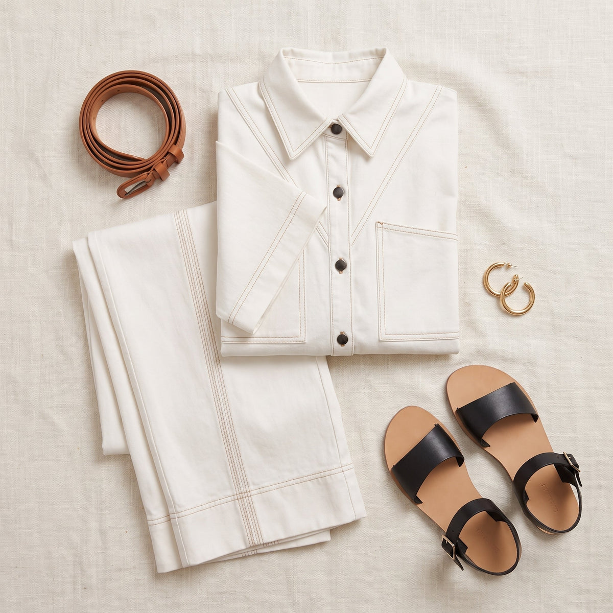 One cotton co-ord set styled five different ways across a week, laid out side by side.