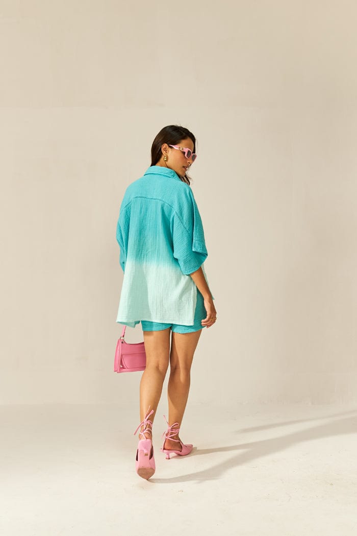 LAGOON AQUA GLASS MINI KAFTAN CO-ORD SET