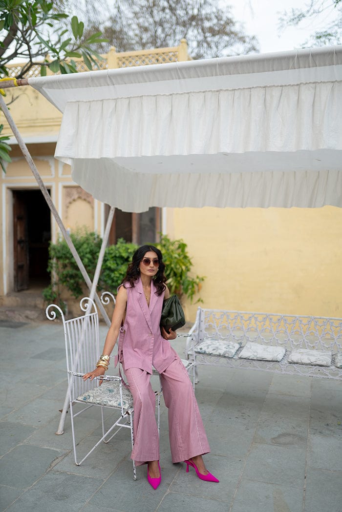 RELAXED COSMOS NATURAL COTTON DENIM FLARED PANTS FOR WOMEN BY