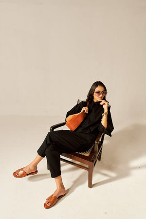 IKIGAI BLACK CO-ORD SET SPACELINES